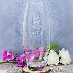 25 Years Personalised Glass Bullet Vase