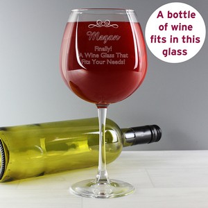 Decorative Personalised Bottle of Wine Glass