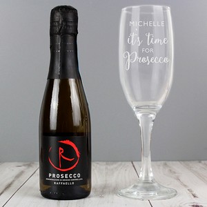  Its Time for Prosecco Personalised Glass Flute & Mini Prosecco Set