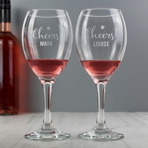Cheers Personalised Wine Glass Set