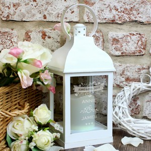 Couple's Floral White (Any Message) Personalised Lantern
