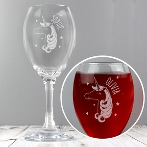 Unicorn Engraved Personalised Wine Glass