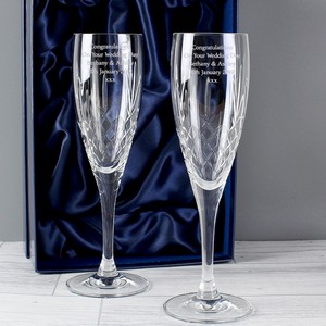Crystal Champagne Pair of Personalised Flutes with Gift Box