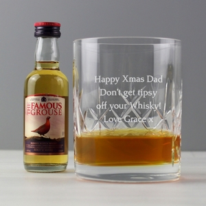 Personalised (Any Message) Crystal Glass & Whisky Gift Set