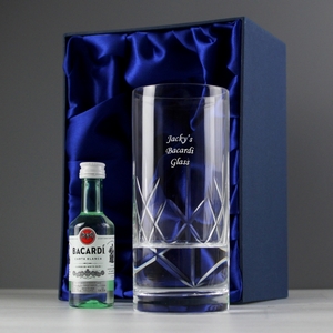 Personalised Crystal Glass & Bacardi Gift Set