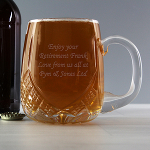 Personalised (Any Message) Crystal Glass Round Pint Beer Tankard