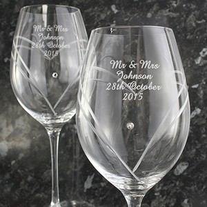 Diamante Personalised Wine Glasses With Swarovski Elements