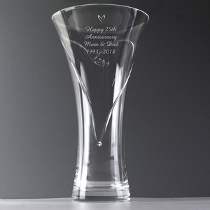 Hearts Diamante Swarovski Elements Personalised Glass Vase