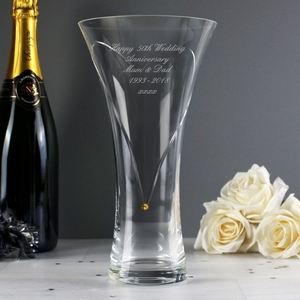 Infinity Personalised Glass Vase With Gold Swarovski Elements