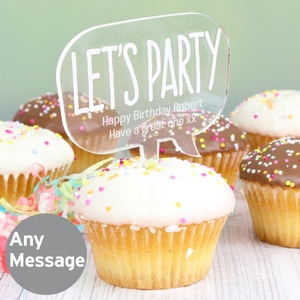 Lets Party Personalised Acrylic Cake Topper