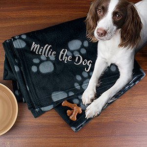Dog Paw Print Personalised Fleece Blanket