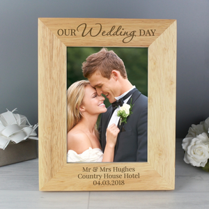 'Our Wedding Day'Personalised  Wooden 5x7 Photo Frame