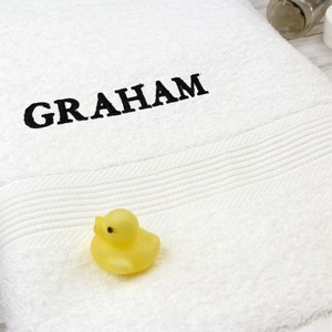 White Personalised Bath Towel