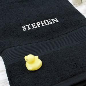Black Personalised Bath Towel