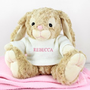 Cute Personalised Bunny (Name Only) - Pink Embroidery
