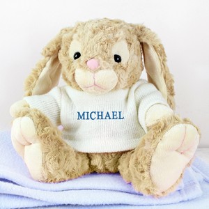Cute Personalised  Bunny (Name Only) - Blue Embroidery
