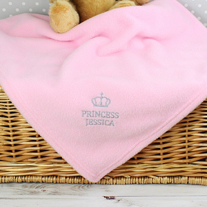 Pink Princess Personalised Baby Blanket