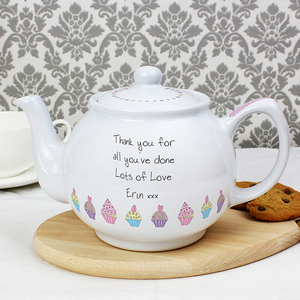 Cupcake Personalised Teapot (Any Message)