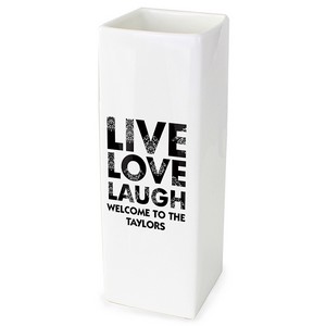 Live Love Laugh Personalised White Ceramic Square Vase