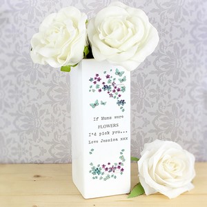 Forget Me Not Personalised (Any Message) Ceramic Square Vase