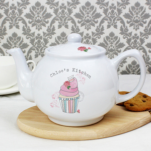 Vintage Pastel Personalised Cupcake Teapot (Any Message)