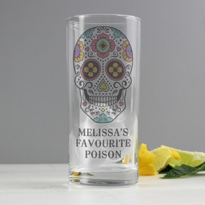 Sugar Skull Personalised Hi Ball Glass