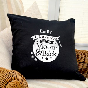 To the Moon and Back Personalised...Black Cushion Cover