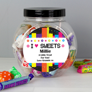 Rainbow I Love Sweets Personalised Jar