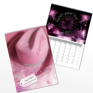 Pink Girls Personalised A4 Wall Calendar