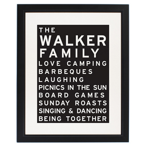Typography Personalised Family Framed Print