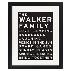 Typography Personalised Family Framed Print