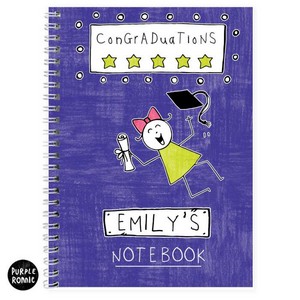 Purple Ronnie Female Personalised Graduation A5 Notebook