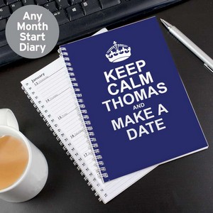 Keep Calm Blue Personalised A5 Diary