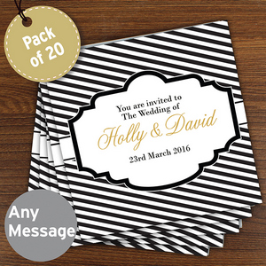 Art Deco Striped Pack of 20 Personalised Cards