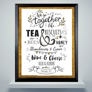 We Go Together Like... Personalised Black Framed Poster 