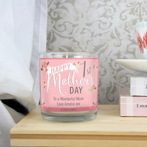 Floral Bouquet Personalised 1st Mothers Day Scented Jar Candle