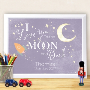 To the Moon and Back Personalised Framed Poster 