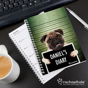 Rachael Hale Doodle Pugshot Personalised A5 Diary