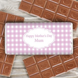 Girly Gingham Personalised (Any Message) Milk Chocolate Bar