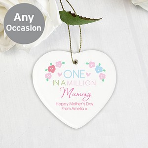  One in a Million Personalised (Any Message) Ceramic Heart Decoration
