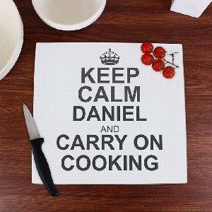 Keep Calm Personalised Glass Chopping Board