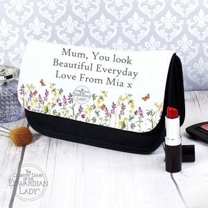 Country Diary Wild Flowers  (Any Message) Personalised Make Up Bag