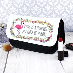 Flamingo Personalised  (Any Message) Make Up Bag