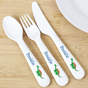 Dinosaur 3 Piece Personalised Plastic Cutlery Set