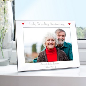  Ruby Anniversary Personalised Silver 5x7 Landscape Photo Frame