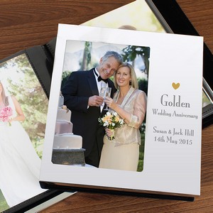 Decorative Golden Anniversary Personalised  Photo Frame Album 6x4