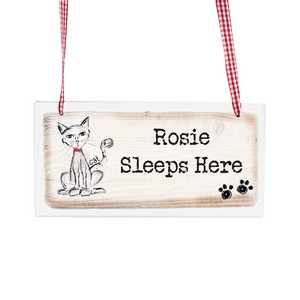 Wooden Personalised Cat Sign