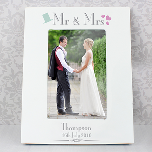   Mr & Mrs White Wedding Personalised 4x6 Photo Frame