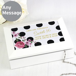 Floral Dot Personalised Jewellery Box (Any Message)