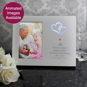 Gold Hearts 4x6 Personalised Light Up Frame